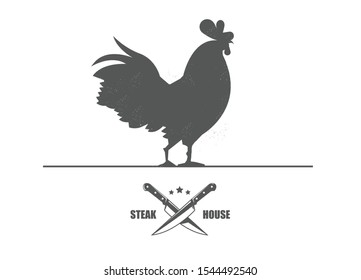 Rooster silhouette. Design element for restaurant, meat shop