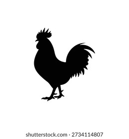 Rooster silhouette icon vector flat design.