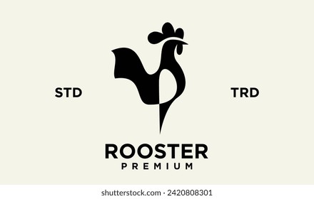 Rooster silhouette icon Vector illustration on white background. template