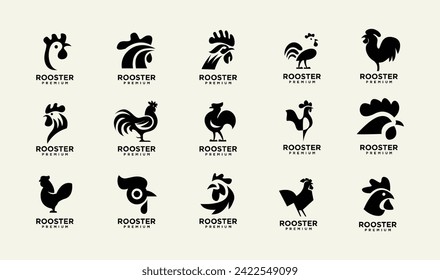 Rooster silhouette icon Vector illustration on white background template