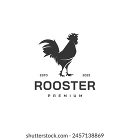 rooster silhouette logo design illustration 