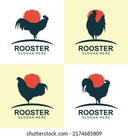 Rooster silhouette logo design vector