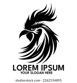 Rooster silhouette, logo style vector illustration