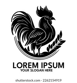 Silueta de gallo, ilustración vectorial del estilo de logotipo
