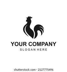 Rooster silhouette logo vector. Poultry farm logo