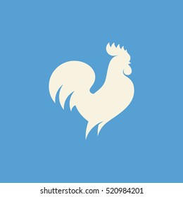 Rooster silhouette. Modern flat vector logo template or icon of cock