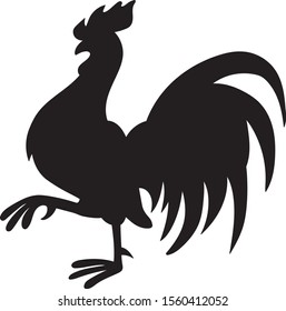 Rooster, silhouette on white background