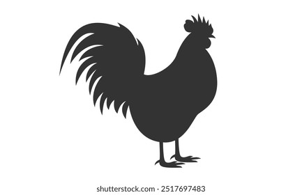 Rooster silhouette on white background. Vector illustration.