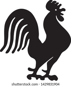 Rooster Silhouette - Retro Ad Art Illustration of Barnyard Icon