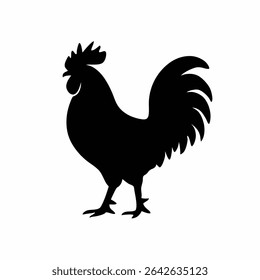 Rooster Silhouette Standing Chicken Farm Animal