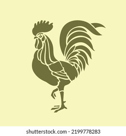 rooster silhouette vector design, chicken fowl, rooster line art. flat design