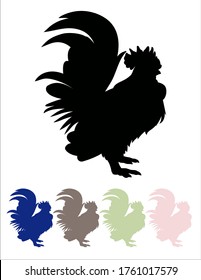  rooster silhouette vector design with lot of color options