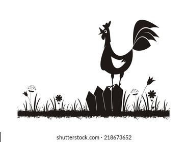 Rooster silhouette. Vector illustration. 