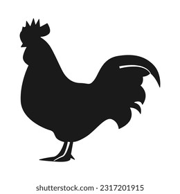 Rooster silhouette. Vector illustration isolated on white background.