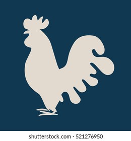 Rooster silhouette vector illustration isolated black and white. Symbol of New Year 2017 by Chinese calendar