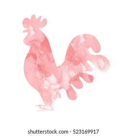Rooster silhouette vector illustration isolated color and white. Symbol of New Year 2017 by Chinese calendar