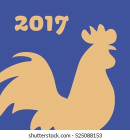 Rooster silhouette vector illustration isolated black and white. Symbol of New Year 2017 Chinese calendar