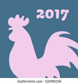 Rooster silhouette vector illustration isolated black and white. Symbol of New Year 2017 by Chinese calendar