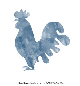 Rooster silhouette vector illustration isolated color and white. Symbol of New Year 2017 by Chinese calendar