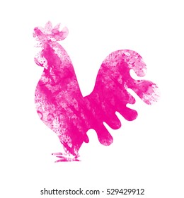 Rooster silhouette vector illustration isolated color and white. Symbol of New Year 2017 by Chinese calendar