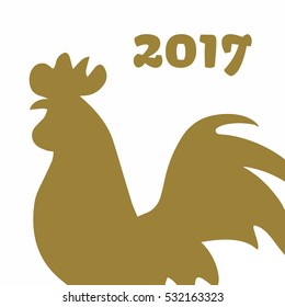Rooster silhouette vector illustration isolated color and white. Symbol of New Year 2017 by Chinese calendar