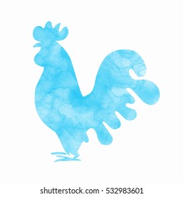 Rooster silhouette vector illustration isolated color and white. Symbol of New Year 2017 by Chinese calendar