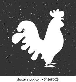 Rooster silhouette vector illustration isolated color. Symbol of New Year 2017 by Chinese calendar