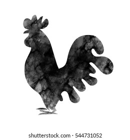 Rooster silhouette vector illustration isolated color. Symbol of New Year 2017 by Chinese calendar