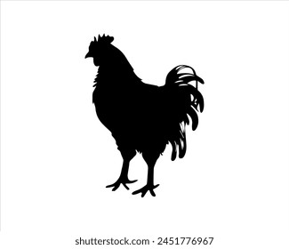 Rooster silhouette vector illustration on white background. Rooster icon.