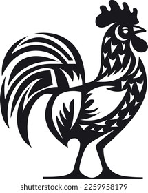 Rooster silhouette vector, logo design