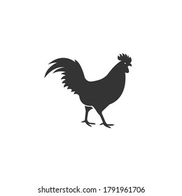 Rooster silhouette vector on a white background