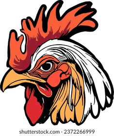 Rooster silhouette vector, poultry chickens roosters vector