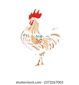 Rooster silhouette vector, poultry chickens roosters vector