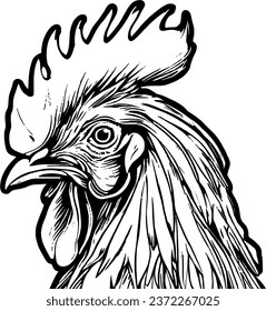Rooster silhouette vector, poultry chickens roosters vector