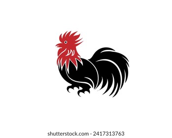 Rooster silhouette vector, poultry chickens roosters vector design and logo.