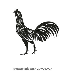 Rooster silhouette vector,poultry chickens roosters vector