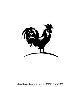 Rooster silhouette vector,poultry chickens roosters vector