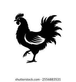 Rooster silhouette vector,poultry chickens roosters vector