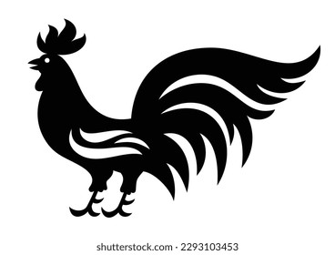 Rooster silhouette in weather vane style. Vector illustration isolated on white.