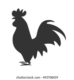 Rooster silhouettes isolated black on white. Symbol of New Year 2017 by Chinese calendar
