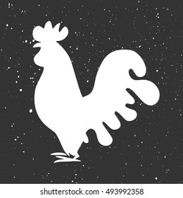 Rooster silhouettes isolated black on white. Symbol of New Year 2017 by Chinese calendar
