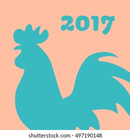 Rooster silhouettes isolated black on white. Symbol of New Year 2017 by Chinese calendar
