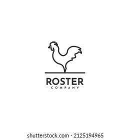 Diseño de la plantilla de ilustración de logotipo simple de Rooster