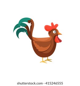 Rooster Simplified Cute Illustration In Childish Colorful Flat Vector Design Isolated On White Background 