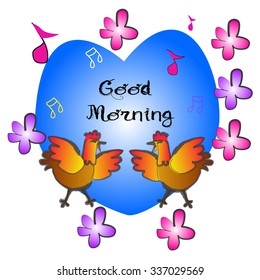 Rooster singing "Good morning", vector
