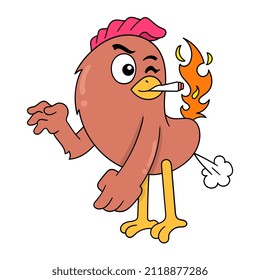 fumar gallo, ilustración vectorial art. doodle icono kawaii.