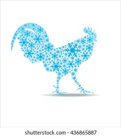 Rooster of snowflakes / decorative symbol of chinese new year / chicken / cock