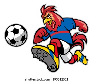 Rooster Soccer Mascot