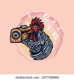 rooster and sound illustration, it's vector based with editable EPS file