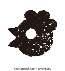 Rooster stamp in black on white background